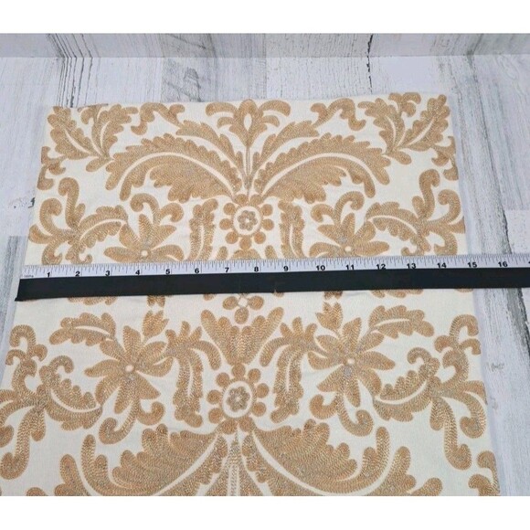 Two Pier 1 Embroidered Floral Throw Accent Pillow Covers Natural Tan Silver 16" - Picture 9 of 10